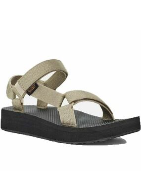 EUC Teva Midform Universal Sandals Metallic Champagne Gold Black—size 7